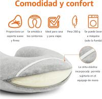 Semicircular Almohada para cuello, de espuma viscoelástica, Gris - details 1