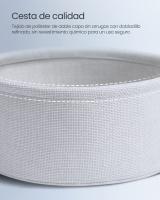 Mesa Auxiliar Redonda con Cesta de Tela - Espaciosa Mesa Lateral para Salón, Dormitorio o Mesita de Noche, Estilo Moderno, Disponible en Varios Colores - details 4