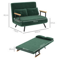 HOMCOM Sofá Cama Convertible 3 en 1 Sillón Cama de 2 Plazas Plegable con Respaldo Ajustable de 5 Niveles y 2 Almohadas Acolchadas para Oficina Dormitorio Salón 102x73x81 cm - details 2