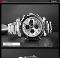 Reloj Digital Skmei 3 Tiempos Con Pantalla Retroiluminada Reloj De Pulsera Cuarzo Para Hombre Correa De Acero Inoxidable Completa Cuenta Regresiva Relogio Masculino - details 13