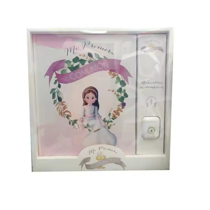 FOTOCOPS Set Libro Mi Primera Comunión Niña Con Estuche Y Auriculares Inalámbricos Bluetooth ARGUVAL, Color Rosa Pastel, Regalo Para Primera Comunión Niña, Incluye caja regalo - 1