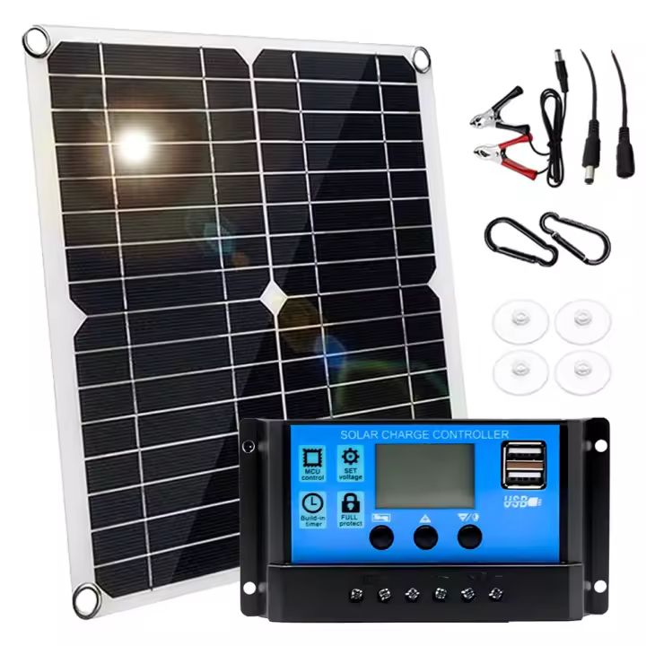 Tienda BIT Kit De Placa Solar 1000W 12V Con Controlador 10A-100A Para Teléfono RV Coche Caravana Camping Al Aire Libre Batería Compatible Con USB 5V DC 18V - 1
