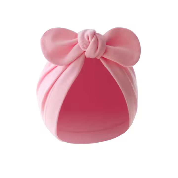 Gorro De Algodón Para Bebés Recién Nacidos Niñas Y Niños Con Lazos Turbante Estilo Bonnet Solido Ajustable Para Bebés De 0 a 24 Meses - 1