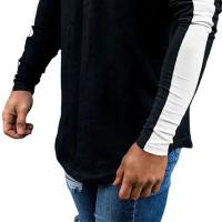 Camiseta De Algodón Patchwork Manga Larga Para Hombre Moda Otoño Casual Deportiva Clásica Con Bajo Arco Tees Tops - details 6