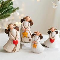 Estatua De Ángel De Navidad En Resina Decoración De Mesa Para Celebraciones Matrimoniales Y Regalo De Amor Niña Rural Pastoral - details 0