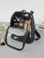Bolso Portátil De PVC Para Maquillaje Gran Capacidad Transparente Semi-Transparente Estilo Exterior Organizador Diagonal Negro - details 4