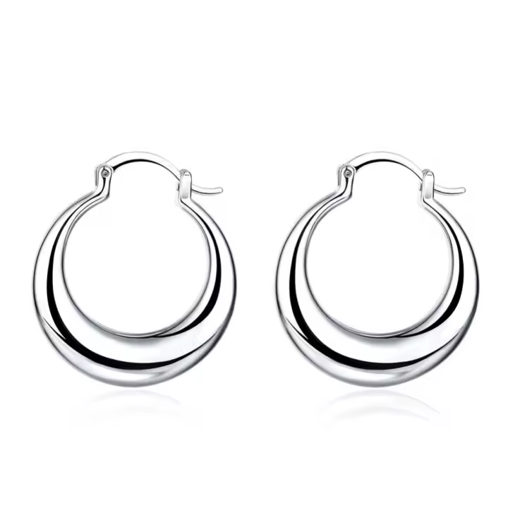 Pendientes de plata de ley 925 para mujer, aretes redondos de 3CM, joyería de compromiso, regalo - 1