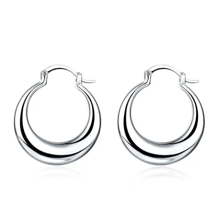 Pendientes de plata de ley 925 para mujer, aretes redondos de 3CM, joyería de compromiso, regalo - 1