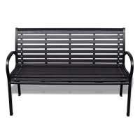 vidaXL Banco de jardín acero y WPC negro 125 cm - details 1