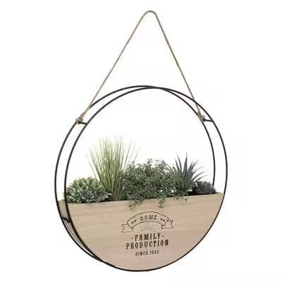 Factory Cuadros - Planta Colgante Leticia 44 Cm con Soporte de Madera - Decoración Moderna - Realista y Duradera - 1