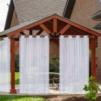 Panel De Cortina De Voile Hidratada Para Exterior Jardín Puerta De Juego Divisor De Yarda Gazebo Pergola Cortinas De Tules Red Transparente Para Ventana Modernas - details 2