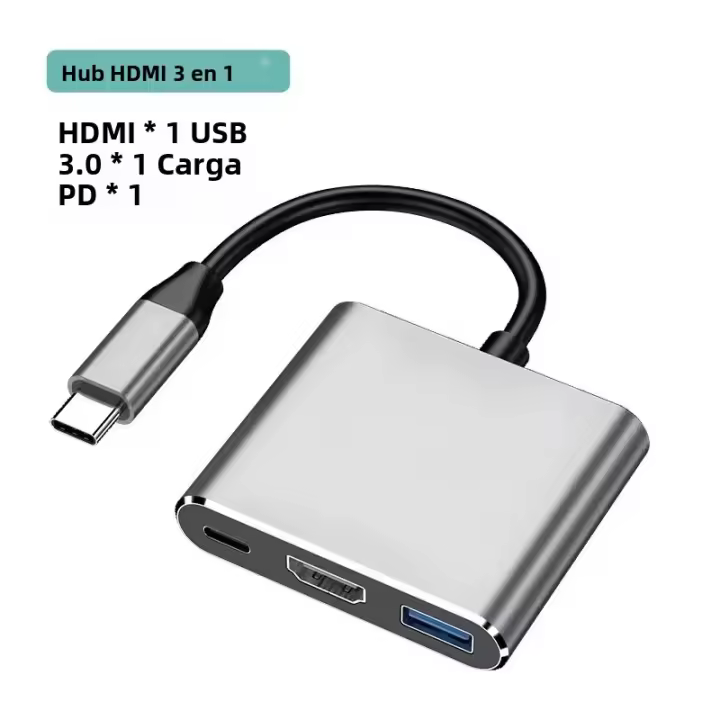 Adaptador Multiuso Tipo-C a HDMI VGA Thunderbolt 3 Convertidor Rápido a 4K 1080P Para MacBook Cable Digital AV Compatible USB C - 1