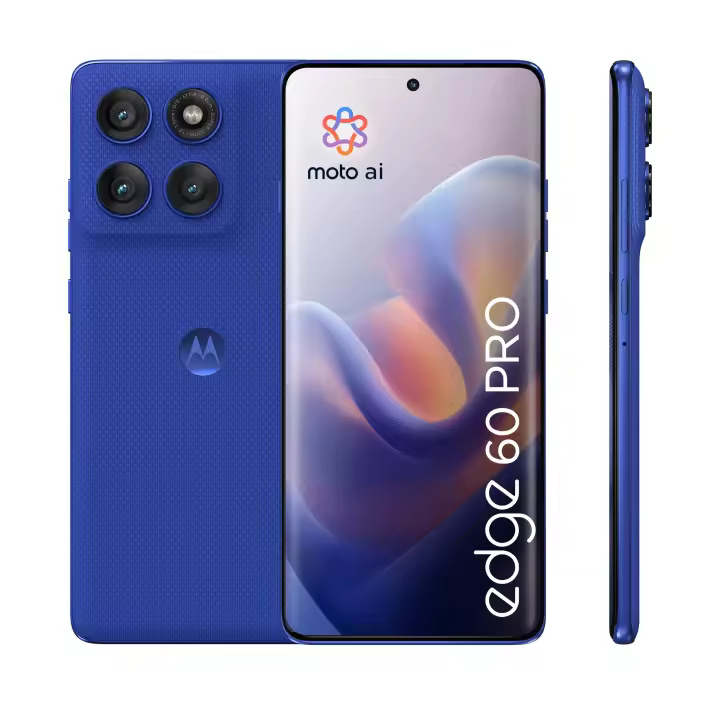 Motorola - Smartphone moto edge 60 pro PB7X0007SE con pantalla P-OLED curva de 6,67 pulgadas 120 Hz, 12 GB RAM y 512 GB almacenamiento, 5G, cámara de 50 MP y batería de 6000 mAh en azul - 1