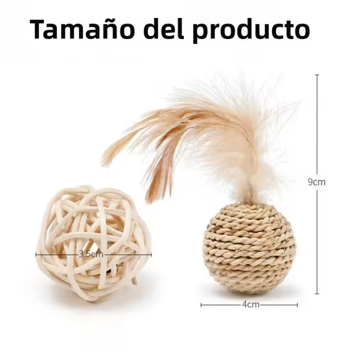 Bola De Juguete Para Gatos De Rotura Rápida Con Plumas Artificiales Y Campana 2 Piezas Juguetes Interactivos Para Mascotas - 1