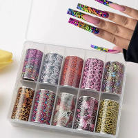 10 Rolls De Papel De Transferencia Para Uñas Con Patrón De Leopardo Decoraciones De Manicura Estilo Animal Tips Stickers - details 2
