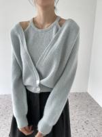 Nueva Estilo Coreano Otoño Invierno Suéter Cardigan V-neck Chaqueta De Cashmere Diseño De Chaleco Dos Piezas Para Mujer Top Jumper - details 11
