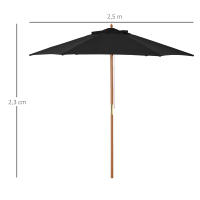 Outsunny Sombrilla Parasol de Madera Ø250x230cm para Exterior con 6 Varillas Sistema de Cuerda con Fijación Desmontable Portátil Fácil de Guardar y Transportar - details 2