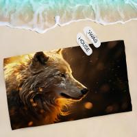 Toalla De Baño Para Niños Con Diseño De Lobo Colorido Toalla De Playa Y Natación Secado Rápido Tejido De Algodón Cepillado - details 8