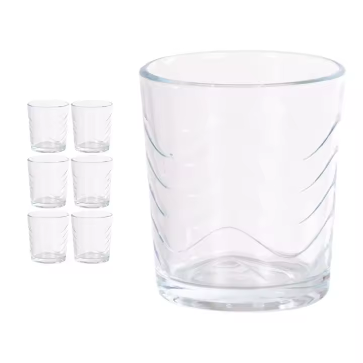 XOCOTŌ® Juego 6/12 vasos de Agua / Refresco 'Ondas' Vasos de cristal de Alta Calidad, para Agua y bebidas, 260ml Transparentes, de Cristal - 1