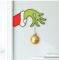 Nuevas Decoraciones De Navidad Etiqueta De Puerta De Madera Grinch Adorno Para Hogar Y Centros Comerciales Decoración Navideña - details 8