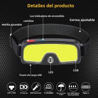 Potente Linterna De Corbata Recargable COB LED Farol De Exterior Luces De Emergencia Para Trabajo Nocturno Camping Suministros De Aventura Apta Para Pesca Ciclismo Senderismo Escalada - details 4
