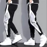 Pantalones Negros Para Hombre Con Cordón Estilo Hip Hop Pantalones De Moda Cómodos Casuales Con Cintura Elástica Deportivos - details 5