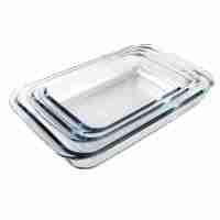 Almalux® Set 3 Bandejas Vidrio Borosilicato Ovaladas 0.7L 1.6L 2.4L Horno Microondas Congelador Lavavajillas 560ºC - details 0