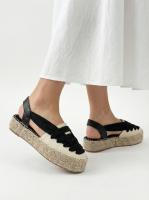 Calzados soraia, Alpargatas de plataforma para mujer con diseño de cintas cruzadas, sandalias de esparto con suela de yute trenzado, calzado casual de lino transpirable, sandalias planas con tira trasera elástica estilo boho. - details 5