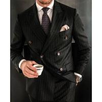 Traje De Lujo Para Hombre Negro Con Botones Dobles Y Cuello En Pico Regular 2 Piezas Chaqueta Y Pantalones Elegante Ropa Masculina Terno - details 1