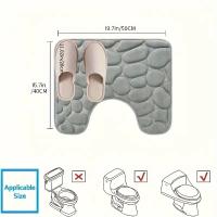 Alfombra De Pies Para Baño Y WC Antideslizante Absorbente De Agua Impermeable U-Shaped Alfombrilla De Poliéster 100% - details 2