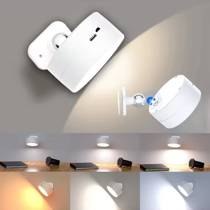 Luz De Pared LED Magnética Recargable Con Control Remoto De Toque Y Rotación De 360° Luz De Lectura Para Armario Lámpara Nocturna - 1