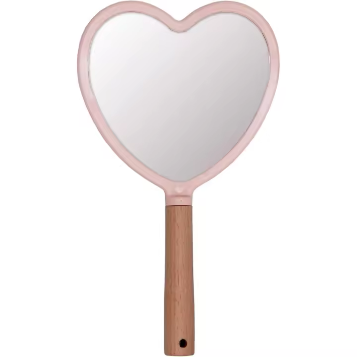 2PCS Espejo de Mano para maquillaje, Pequeño Espejo de mano de Madera portátil Espejo de tocador de viaje para helbres y Mujeres - 1