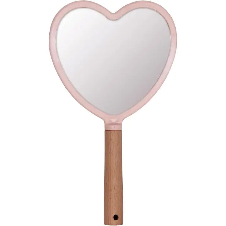 2PCS Espejo de Mano para maquillaje, Pequeño Espejo de mano de Madera portátil Espejo de tocador de viaje para helbres y Mujeres - 1