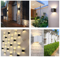 Lámpara De Pared Exterior Impermeable Moderna En Aluminio Negro Blanco Gris Iluminación De Porche Courtyard Fijación En La Pared - details 6