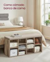 Banco para Zapatos Marrón Camel 30x104x48 cm, Almacenamiento con Cojín Acolchado, 10 Compartimentos y Estantes Ajustables, Ideal para Salón y Pasillo - details 2