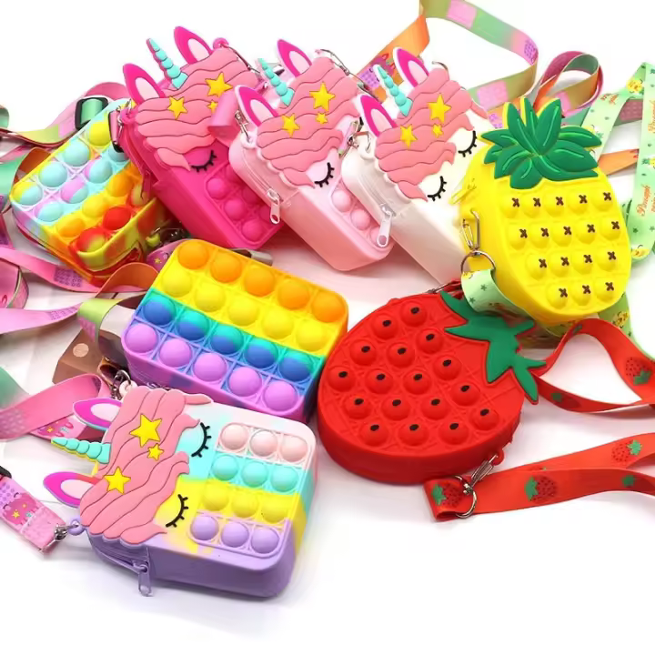 Bolsa De Monedas Con Juguete Antiestrés Sensory Para Niños Hot Rainbow Cross Bag Regalo De Navidad Alivio Del Estrés Con Botones Para Niñas - 1