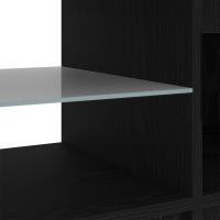 Mueble de TV vidaXL con luces LED, negro y roble, 140x40x35.5 cm, de madera - details 7