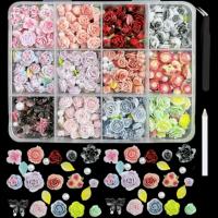 1Caja De Resina Dopa Colores Oso Gummy Estrellas Corazón Decoración Para Uñas Acrílicas Coloridas Flores Aurora Borlas Encantos Para Uñas DIY - details 4