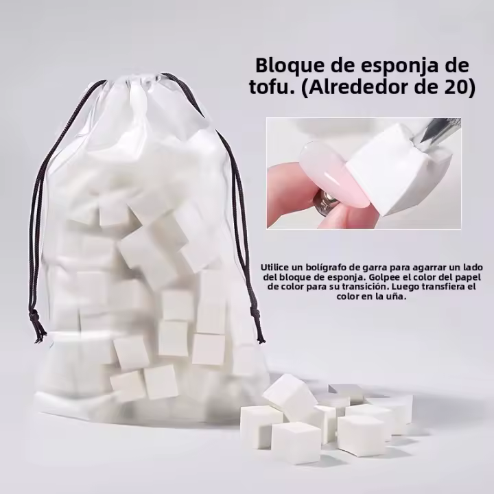 20/50Pcs Cubos De Tofu Gradient Uñas Esponjas Herramienta De Polvo De Esmalte De Uñas Con Cuatro Uñas De Acero Inoxidable Clip - 1