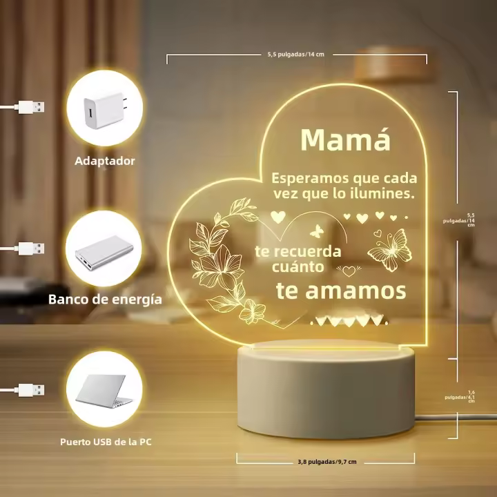 Lámpara Nocturna LED 3D Personalizable Para Decoración De Habitación Infantil Regalo De Cumpleaños Iluminación Para Dormitorio Y Regalo Para Mamá - 1