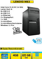 Ordenador de sobremesa Lenovo M83 mt core i3 4 gb Ram 120 gb ssd - details 0
