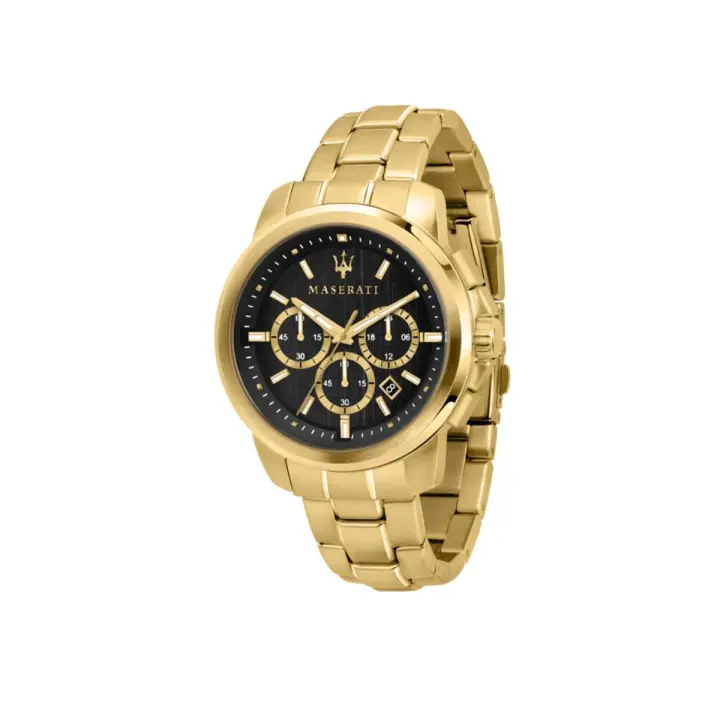 Maserati Reloj Hombre Successo 44mm Chr Black Dial Br Yg Acero 10 Atm - 1