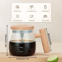 Taza mezcladora eléctrica de 400 ml con tapa, taza de café con agitación automática, taza de vidrio de borosilicato de alta pureza. - details 0