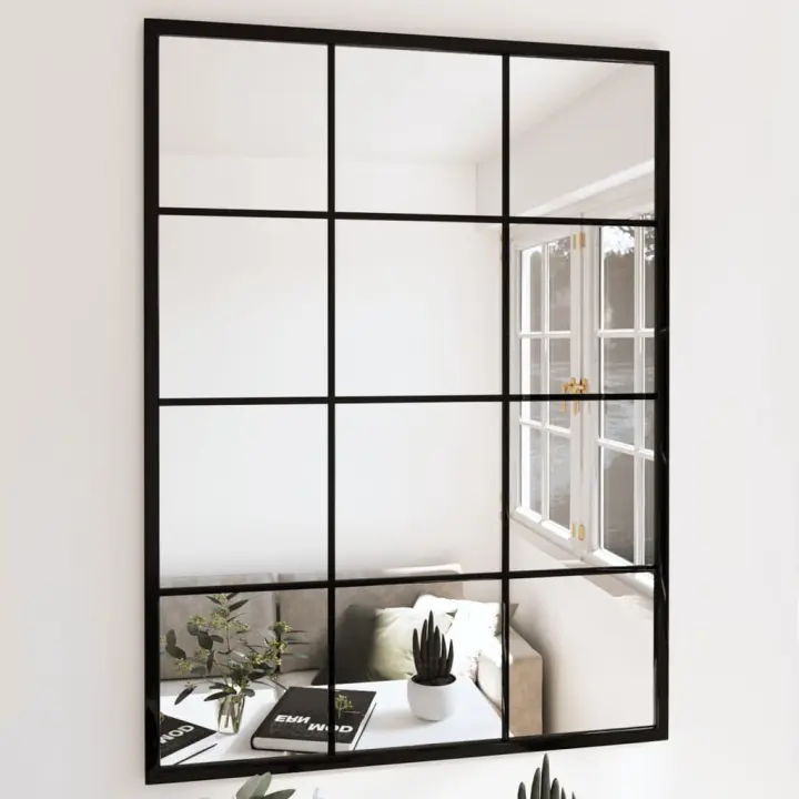 vidaXL Espejos de pared 2 uds metal negro 80x60 cm - 1