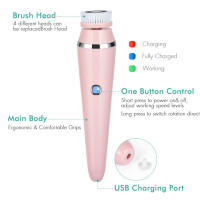 Cepillo Eléctrico De Limpieza Facial 4 En 1, Cepillo De Lavado Facial Recargable Con Rotación De Silicona Para Limpieza De Poros Y Masaje Para Eliminar Puntos Negros. Dispositivo De Belleza Ideal Para Regalar A Mujeres En El Día De La Madre. - details 4