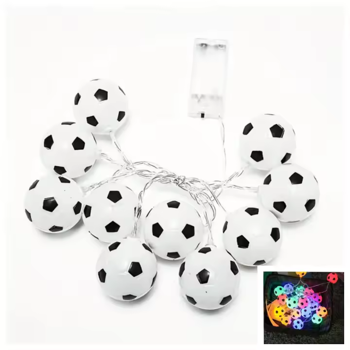 Cadena De Luces De Fútbol Con 10/20 LEDs Luz Creativa De Ambiente Potenciada Por Batería Para Decoración De Habitaciones Restaurante Y Fiestas Navideñas - 1