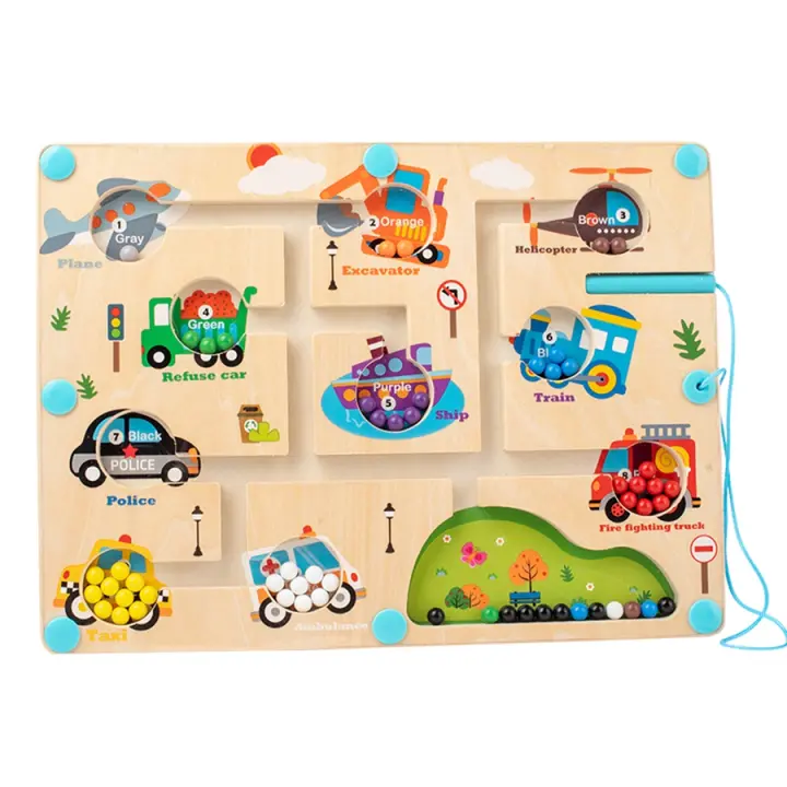 Tablero De Actividades Montessori Con Bolas Magnéticas Y Succión Tablero De Colores Para Niños Y Niñas Estilo De Tráfico Juguetes Educativos Para Edades 3-12 Años - 1