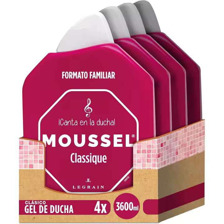 Gel de Baño Mouseel - Pack 4 Botellas x 900 ml - Moussel Classique 650 + 250 ml Formato Familiar Pack 4 - 1