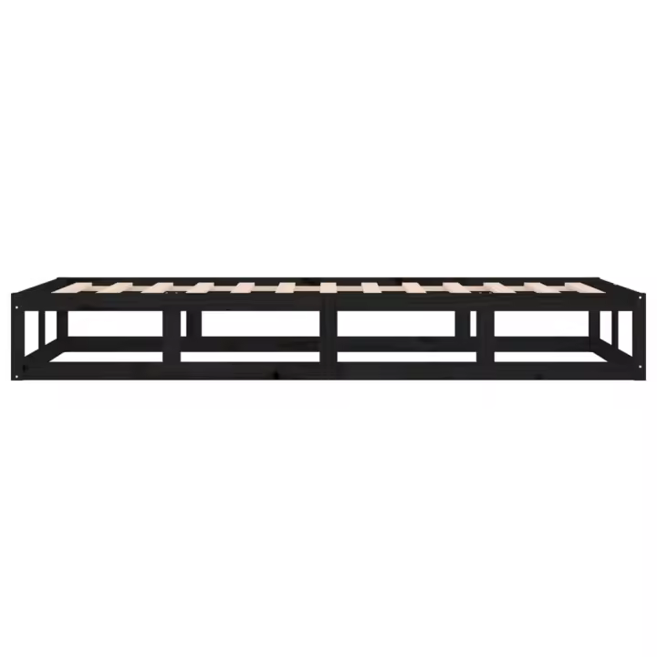 vidaXL Estructura cama madera maciza individual negro 75x190 cm - 1