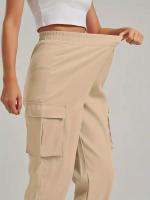 Women's Casual Workwear Sweatpants High-Waisted Loose Fit Solid Color with Belt And Pockets mid Waist Ankle-Length Polyester - details 25